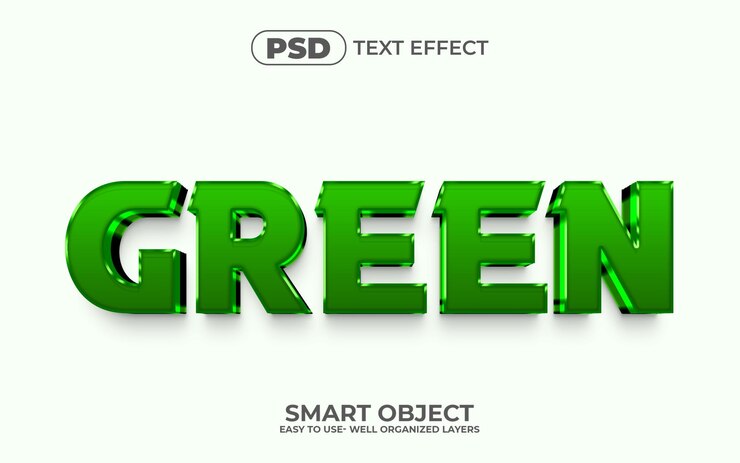 Estilo de efecto de texto psd verde 3d editable