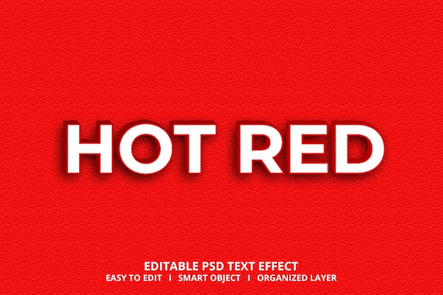 PSD estilo de efecto de texto rojo caliente 3d