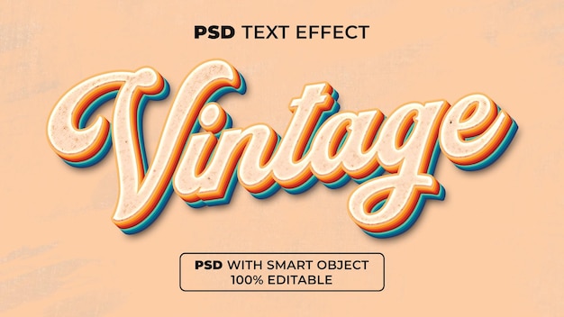 Estilo de efecto de texto vintage Efecto de texto editable
