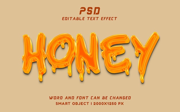 PSD el estilo de los efectos de texto 3d de honey psd