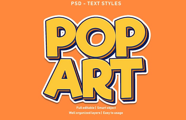 PSD estilo de efectos de texto de arte pop editable psd