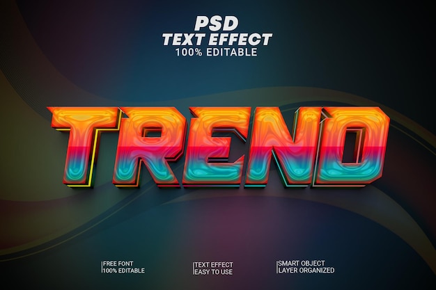 Estilo de efectos de texto editable 3d de tendencia creativa PSD