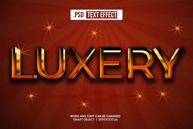 Estilo de efectos de texto editable de PSD Luxury 3D