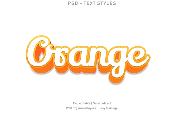 PSD estilo de efectos de texto naranja