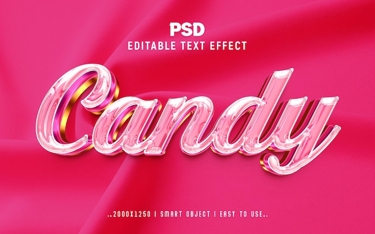 PSD estilo de efectos de texto psd editable para caramelos 3d