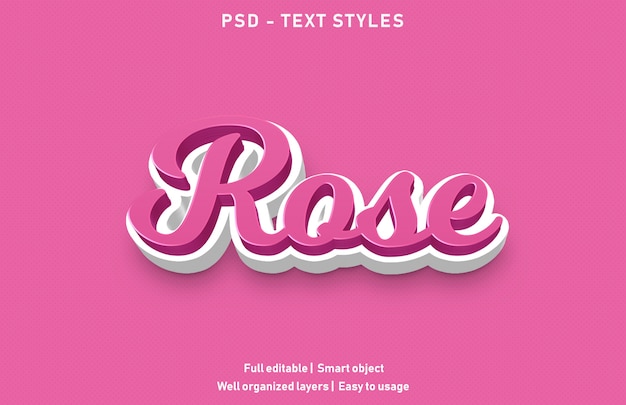 Estilo de efectos de texto rosa