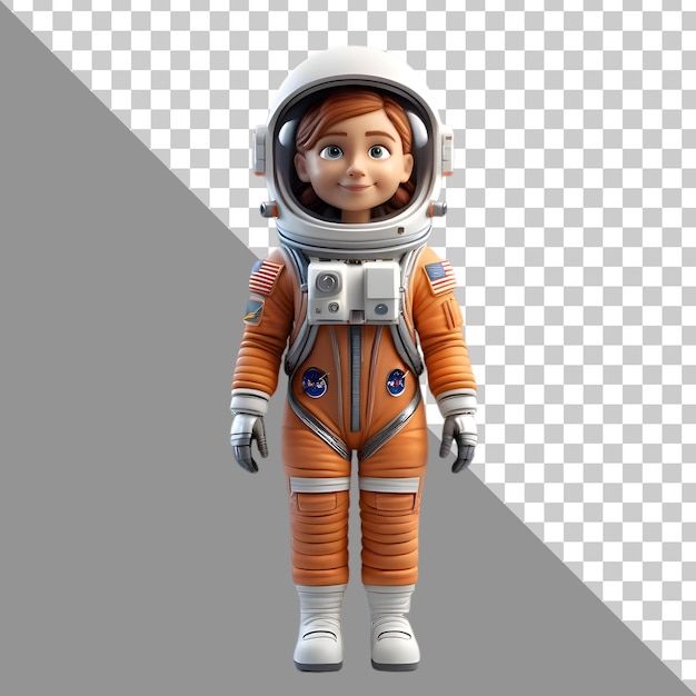 PSD estilo de emoji del icono 3d de la astronauta femenina