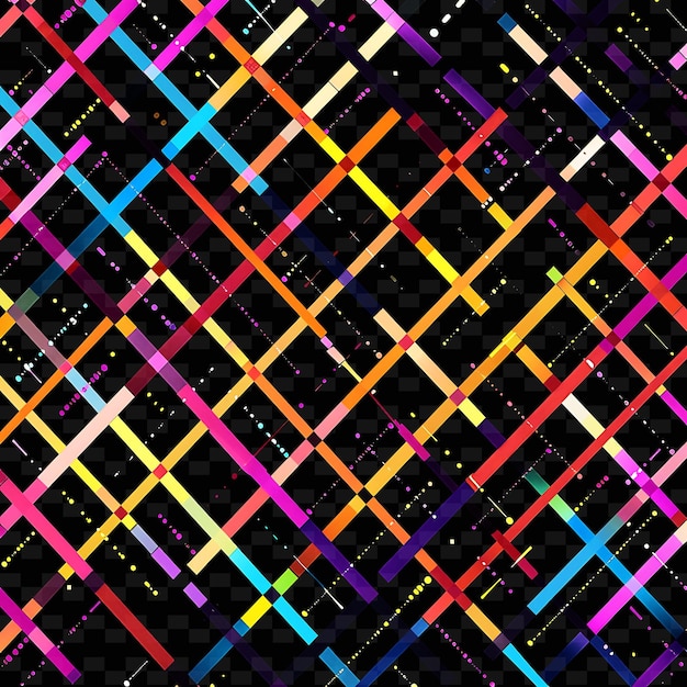 Estilo escandinavo Trellises Pixel Art con líneas limpias y textura creativa Diseños de artículos de neón Y2K