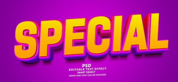 PSD estilo especial de efecto de texto de photoshop editable en 3d con fondo premium