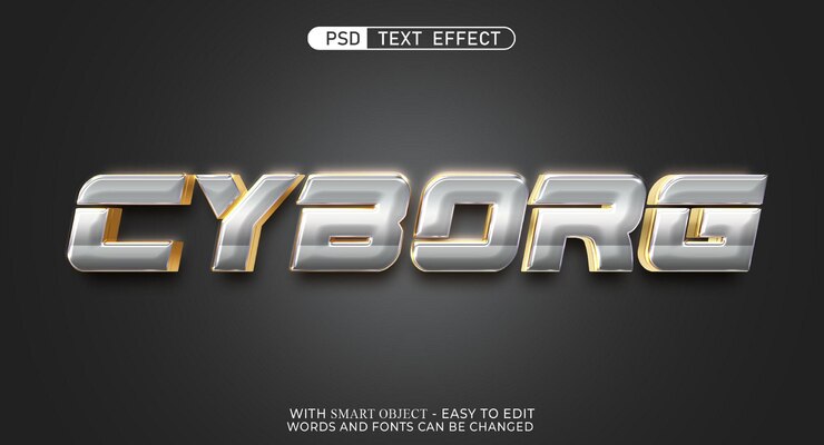 PSD estilo de fuente editable cyborg de texto moderno 3d