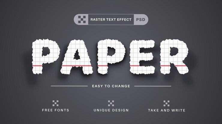 PSD estilo de fuente de efecto de texto editable de papel escolar