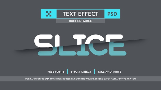 Estilo de fuente de efecto de texto editable de papel de rebanada