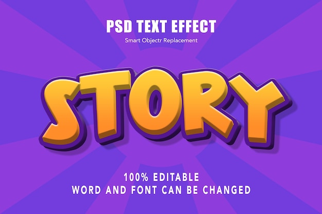 PSD estilo de fuente de historia de efecto de texto 3d