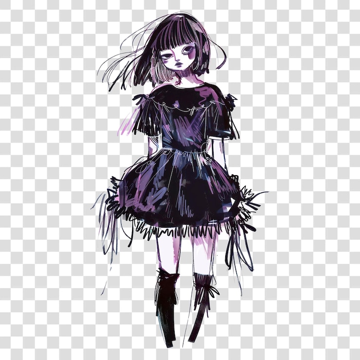 PSD el estilo de ilustración de la moda gótica de png