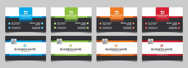Estilo limpio 4 colores plantilla de tarjeta de visita moderna PSD