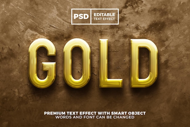 Estilo luxuoso de efeito de texto ouro editável em 3d com fundo grunge