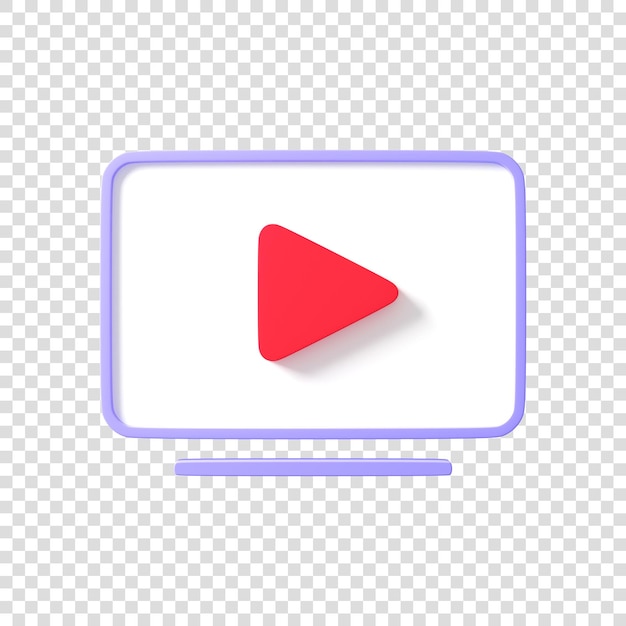 Estilo minimalista tv moderno jugando icono flotante 3d render ilustración