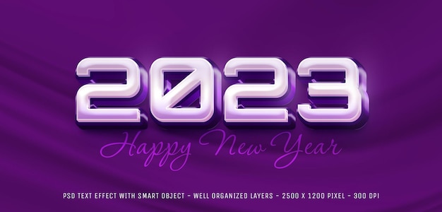 Estilo moderno 2023 feliz año nuevo con número editable efecto de estilo 3d