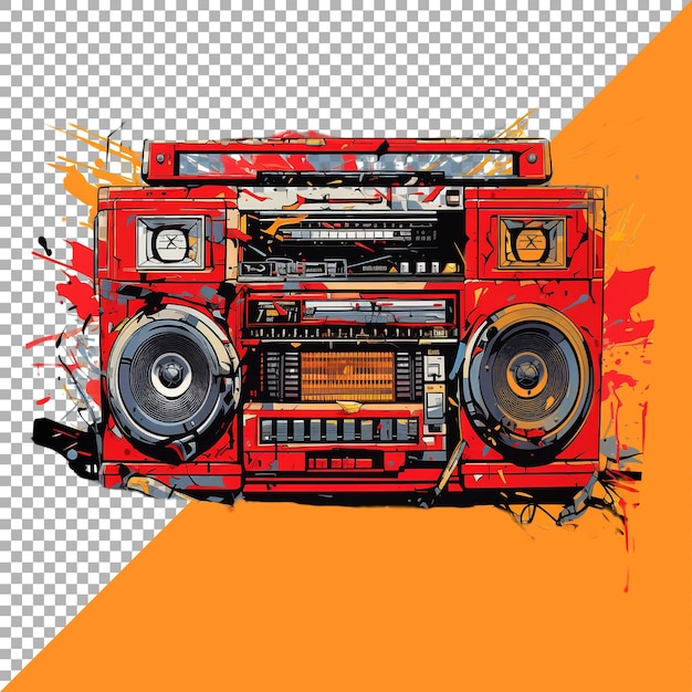 PSD estilo moderno de boombox retrô ilustração colorida contra fundo branco ai gerado