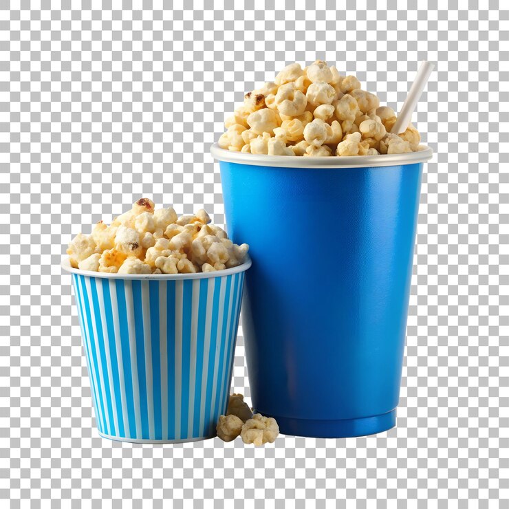 PSD estilo de palomitas de maíz 3d aislado en un fondo transparente blanco