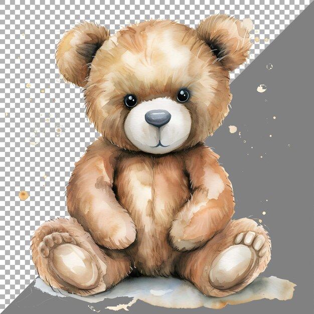 PSD estilo de pegatina de oso de peluche de acuarela en fondo transparente generado por ai