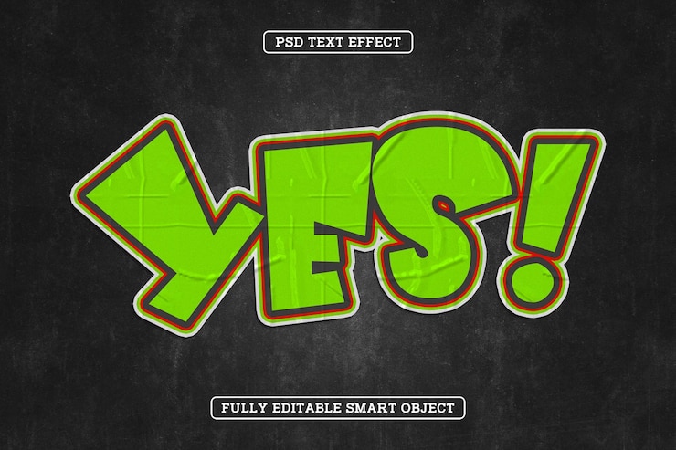 PSD estilo de la pegatina sí efecto de texto