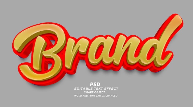 Estilo de photoshop de efecto de texto editable 3d de marca