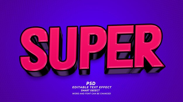 Estilo de photoshop de efecto de texto editable súper 3d con fondo