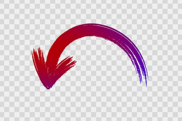 Estilo de pincel rojo Pincel curvo flecha apuntando hacia abajo