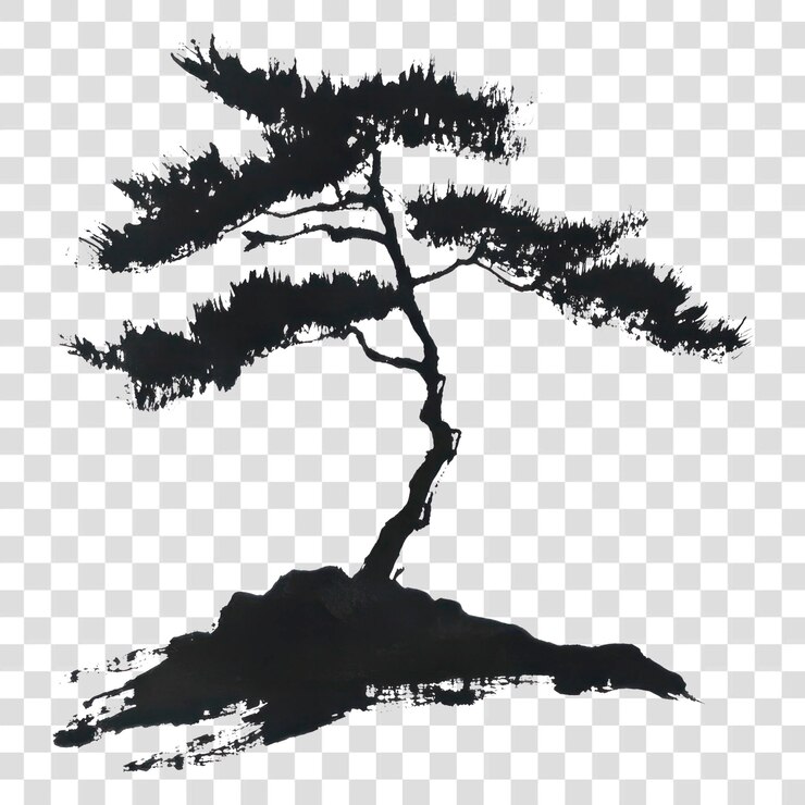 PSD estilo de pinos de png de estilo negro