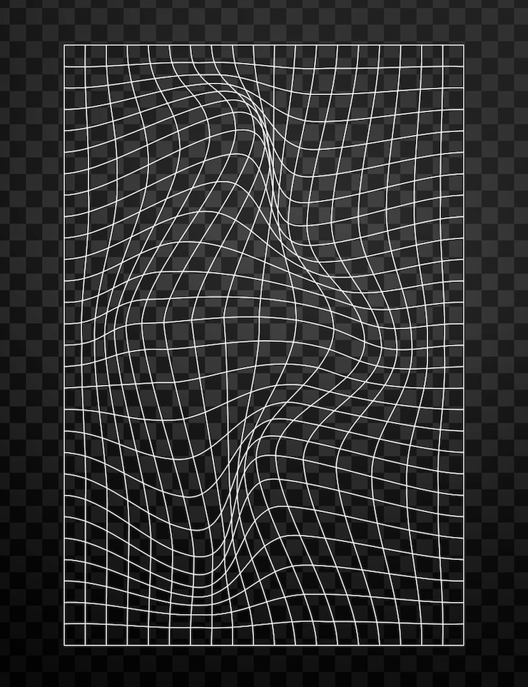 PSD estilo plano de fundo quadriculado distorcido em um fundo transparente