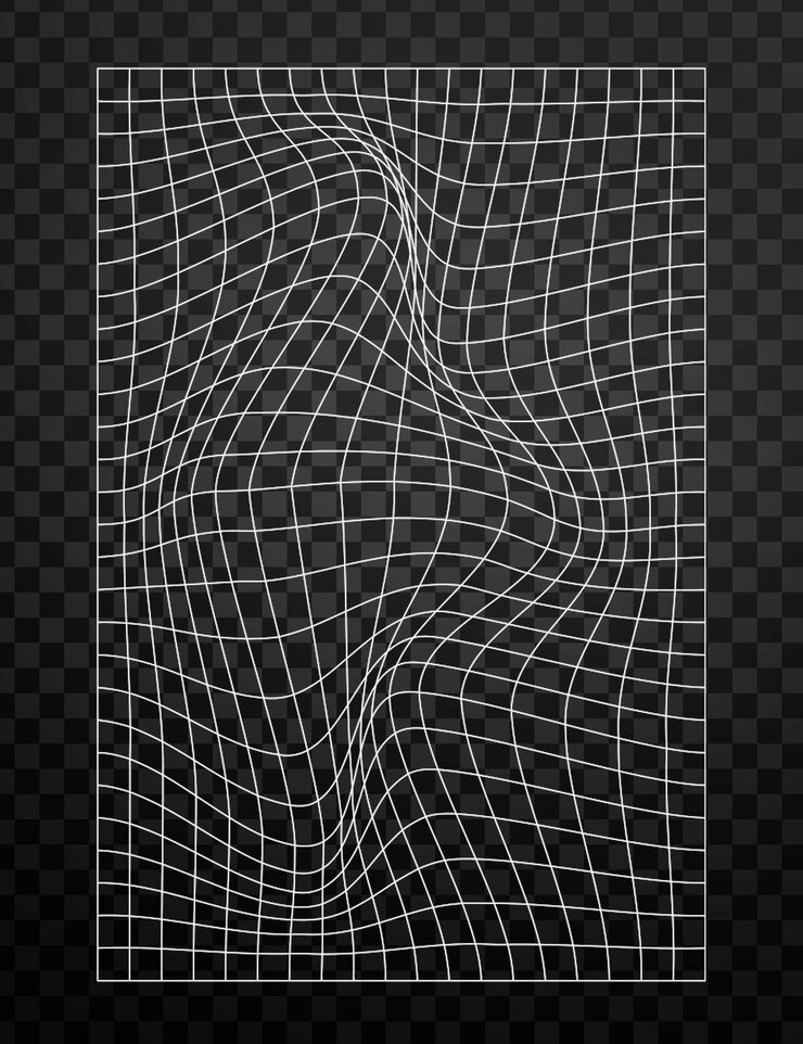 PSD estilo plano con fondo a cuadros distorsionado en un fondo transparente