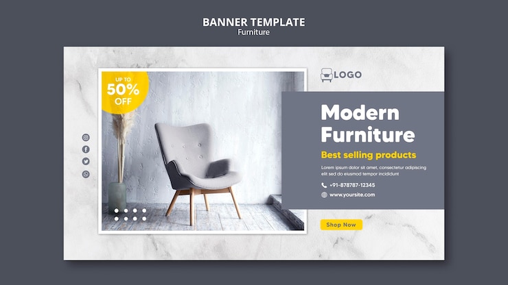 PSD estilo de plantilla de banner de muebles modernos