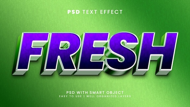 Estilo de plantilla de efecto de texto editable 3d púrpura de naturaleza fresca