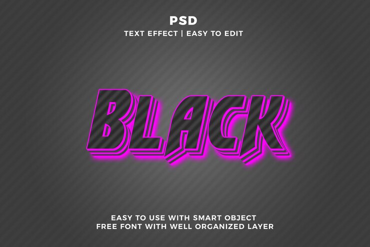 PSD estilo psd de efecto de texto editable en 3d negro