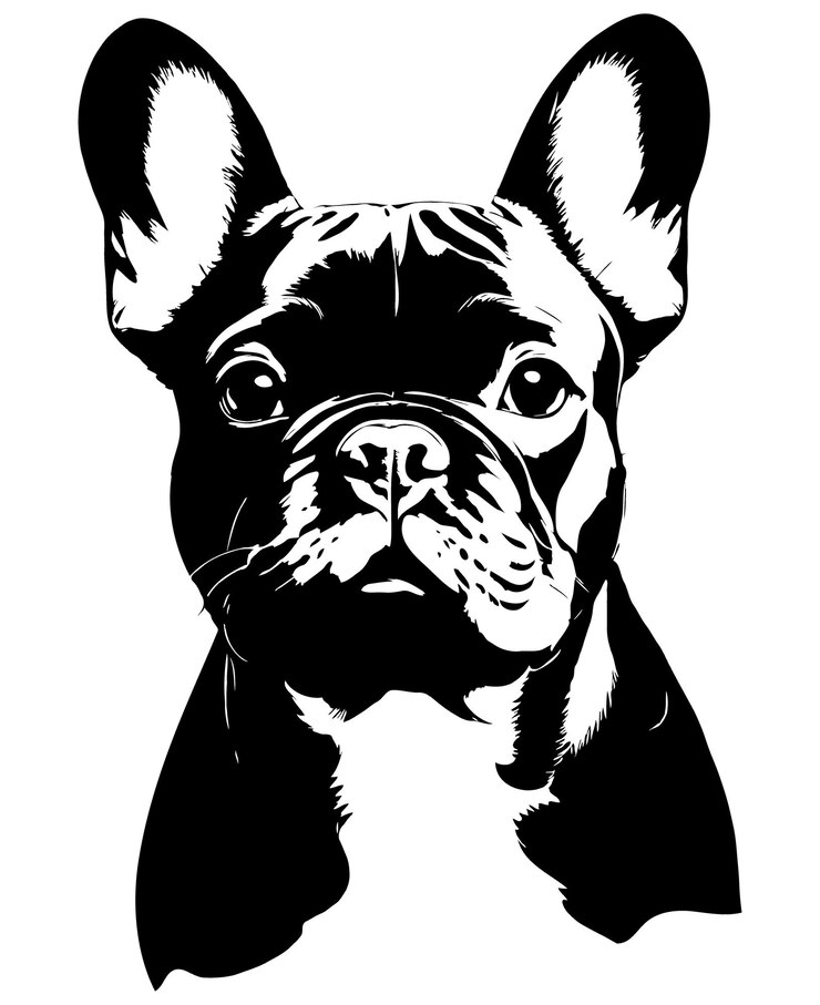 PSD el estilo de silueta de la ilustración de la naturaleza del bulldog francés para mascotas