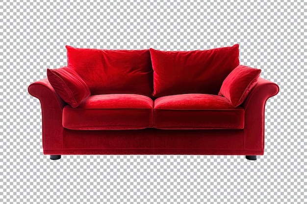 PSD estilo sofá deco em vermelho isolado em fundo transparente vista frontal série de móveis