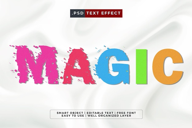 Estilo de tendencia de texto 3D mágico moderno con fondo blanco