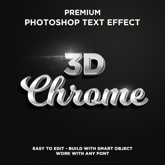 Estilo de texto 3d Chrome
