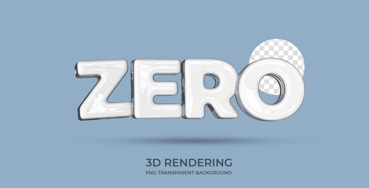 PSD estilo de texto cero representación 3d fondo transparente