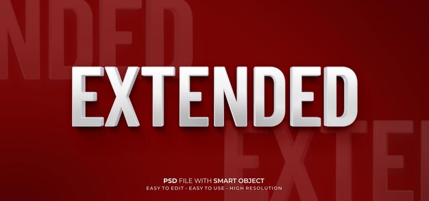 PSD estilo de texto editable de efecto de texto 3d extendido