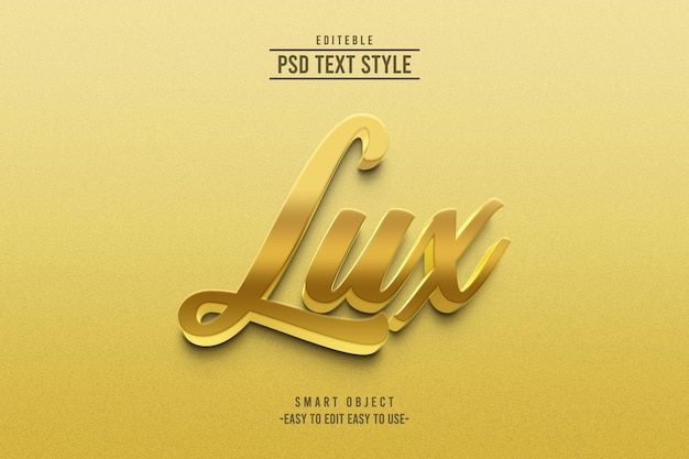 PSD estilo de texto lux gold con un fondo dorado