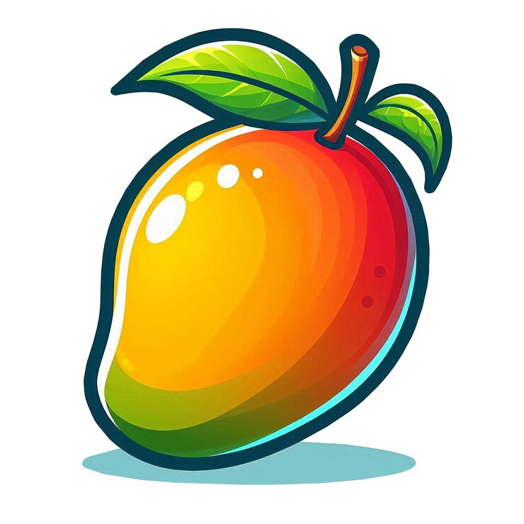 PSD estilo vectorial de la fruta del mango con fondo blanco