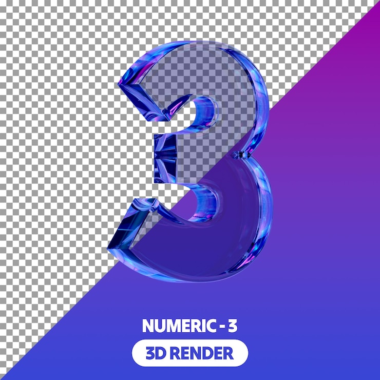 PSD estilo de vidrio de neón aislado 3d representa signos numéricos fuentes en fondo transparente psd