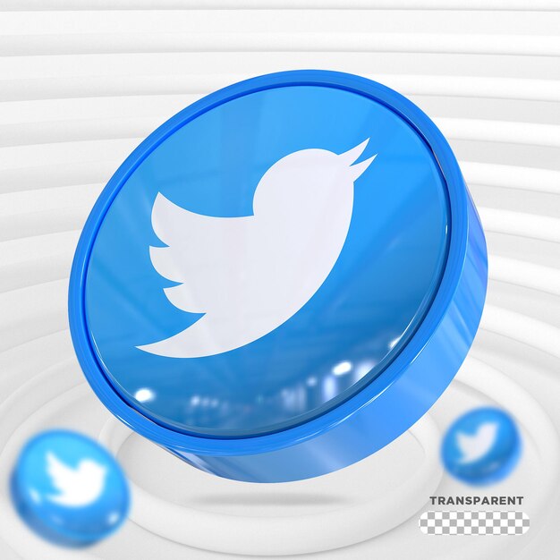 Estilos 3d de mídia social do logotipo do twitter