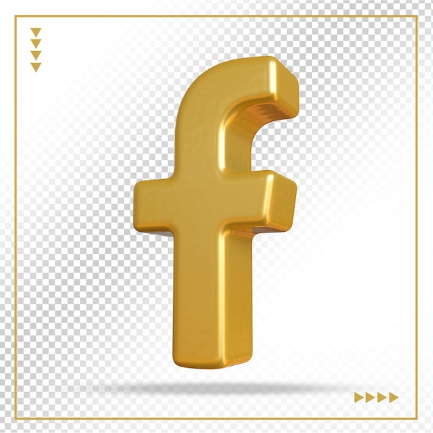 Estilos 3d dourados do logotipo do Facebook