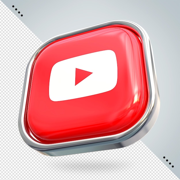 PSD estilos de renderização 3d de mídia social do logotipo do youtube