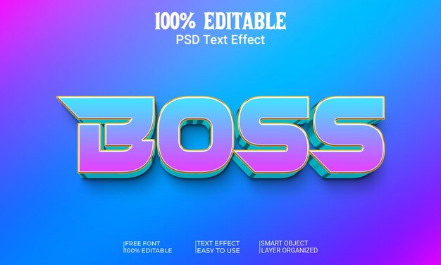 Estilos de efectos de texto 3D editables de Boss
