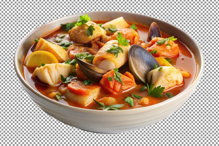 PSD estofado de pescadores hecho con pescado y verduras frescas