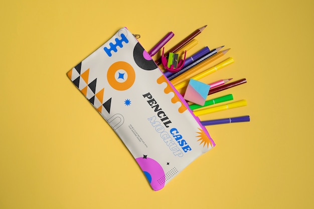 PSD estojo de lápis colorido para material escolar